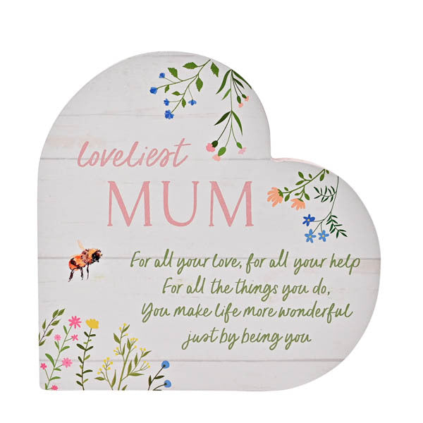 The Cottage Garden Floral Heart Mantel Plaque 'Mum' GOODS Superdrug   