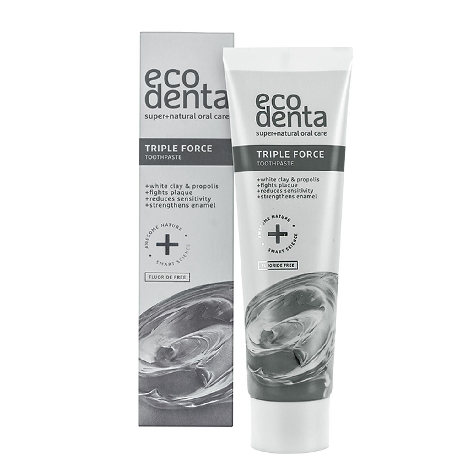 Ecodenta Triple Force Toothpaste White Clay 100ml, UK version