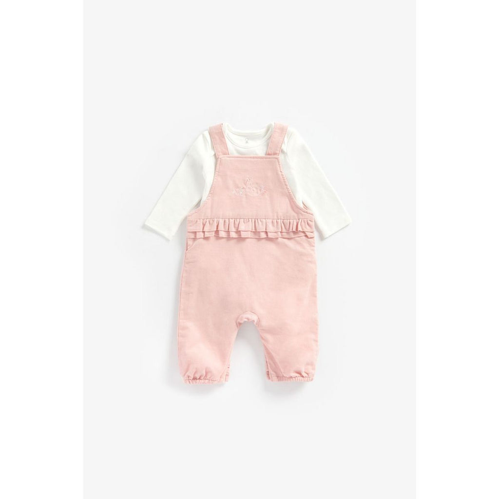 Newborn Girl Cord Dungaree Set