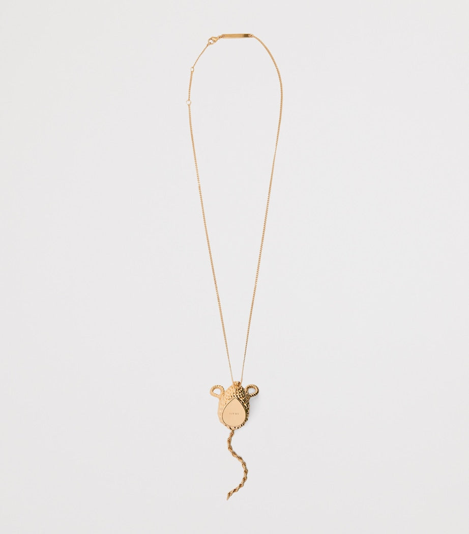 LOEWE Mouse Pendant Necklace in gold-tone brass, UK version