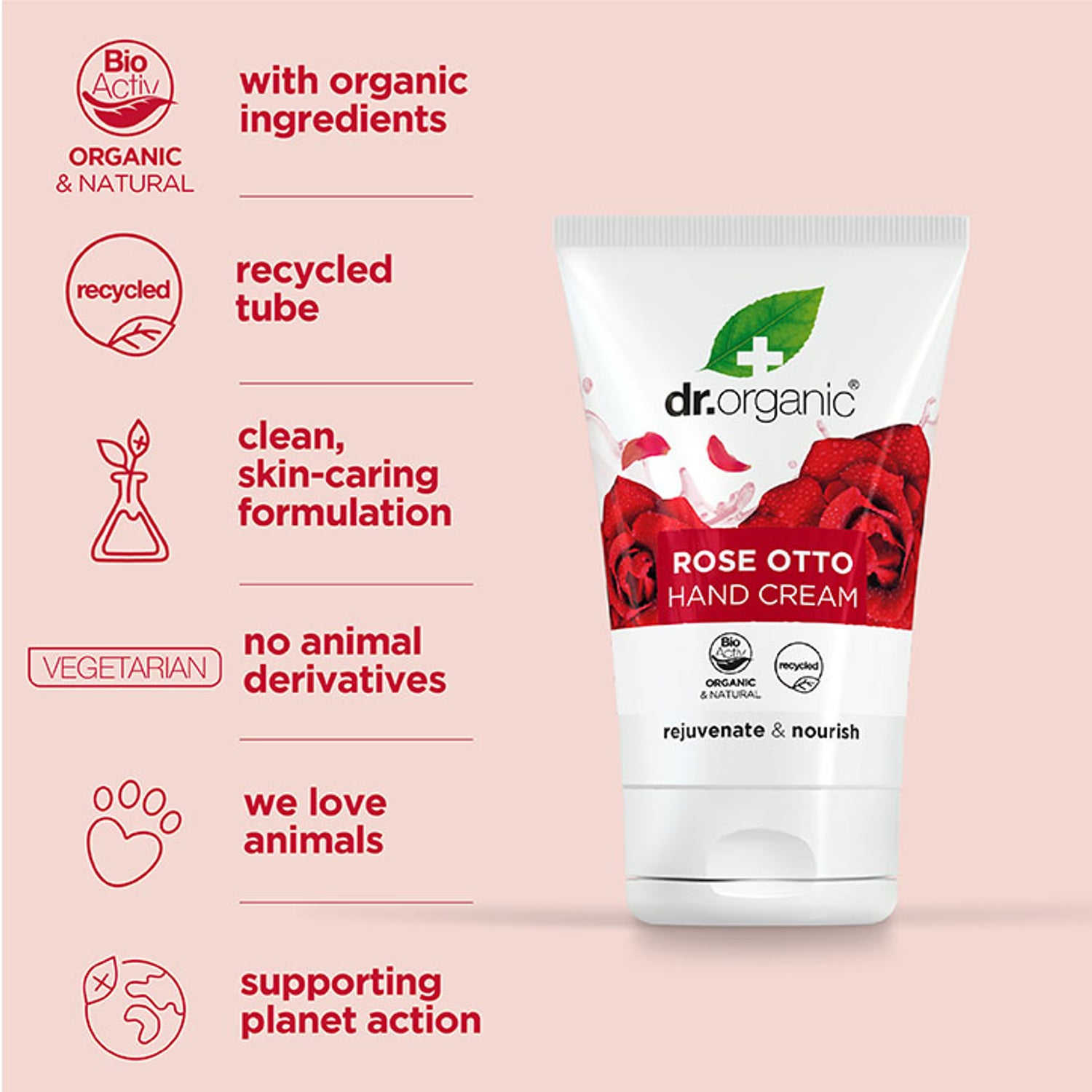 Dr Organic Rose Otto hand cream 125ml - British product
