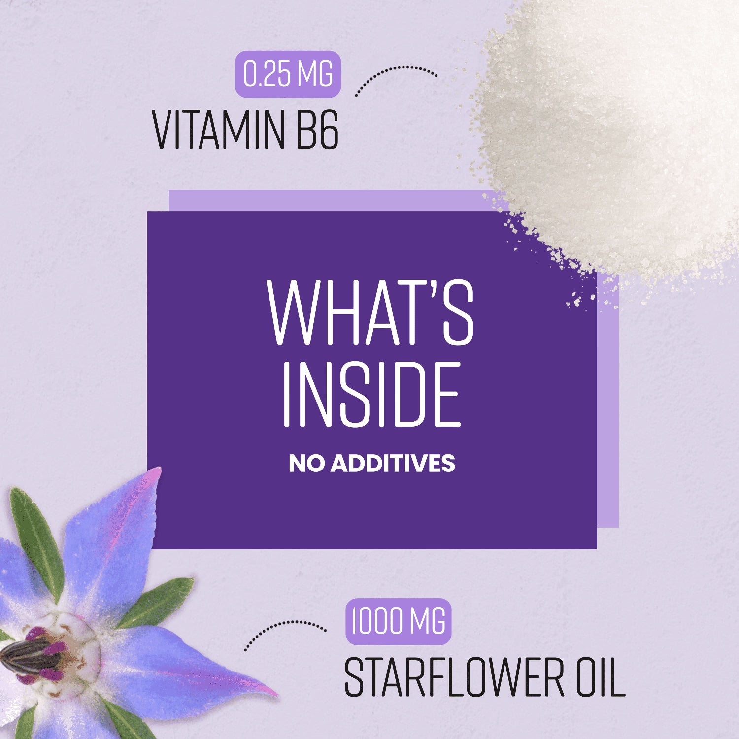 VitaBright starflower oil supplement with vitamin B6 1000mg 90 softgels (British brand)
