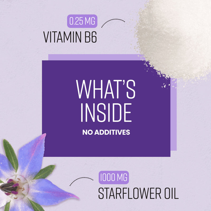 VitaBright starflower oil supplement with vitamin B6 1000mg 90 softgels (British brand)