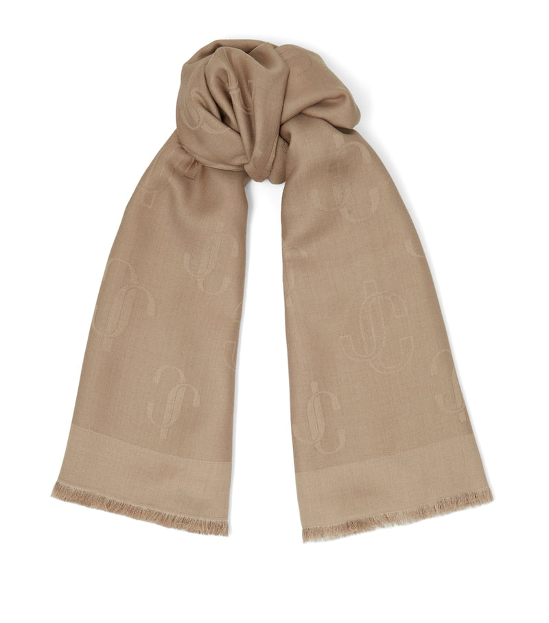 Jimmy Choo silk-wool logo scarf 140cm - British product