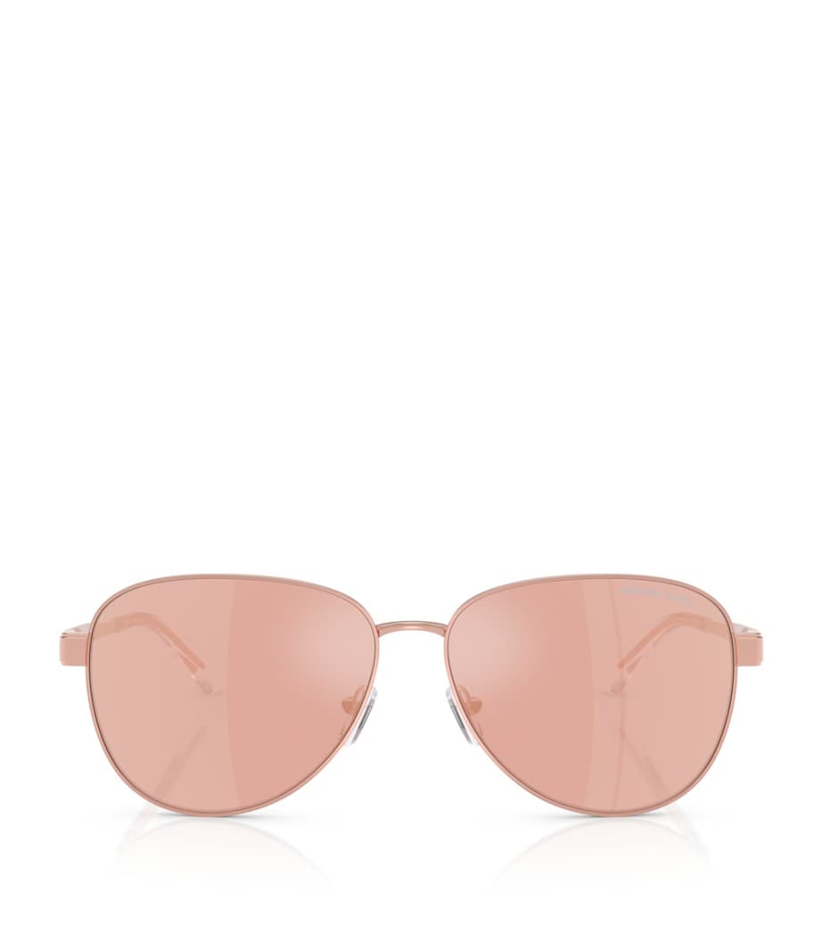 Michael Kors Biarritz Piloten-Sonnenbrille, roségoldfarbener Metallrahmen, importiert aus Großbritannien