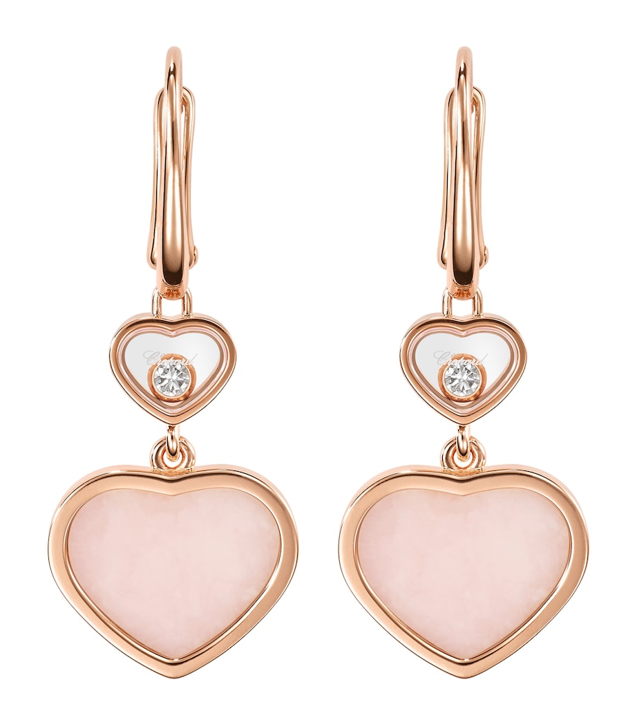 Chopard Happy Hearts earrings in rose gold opal and diamond, imported from the UK