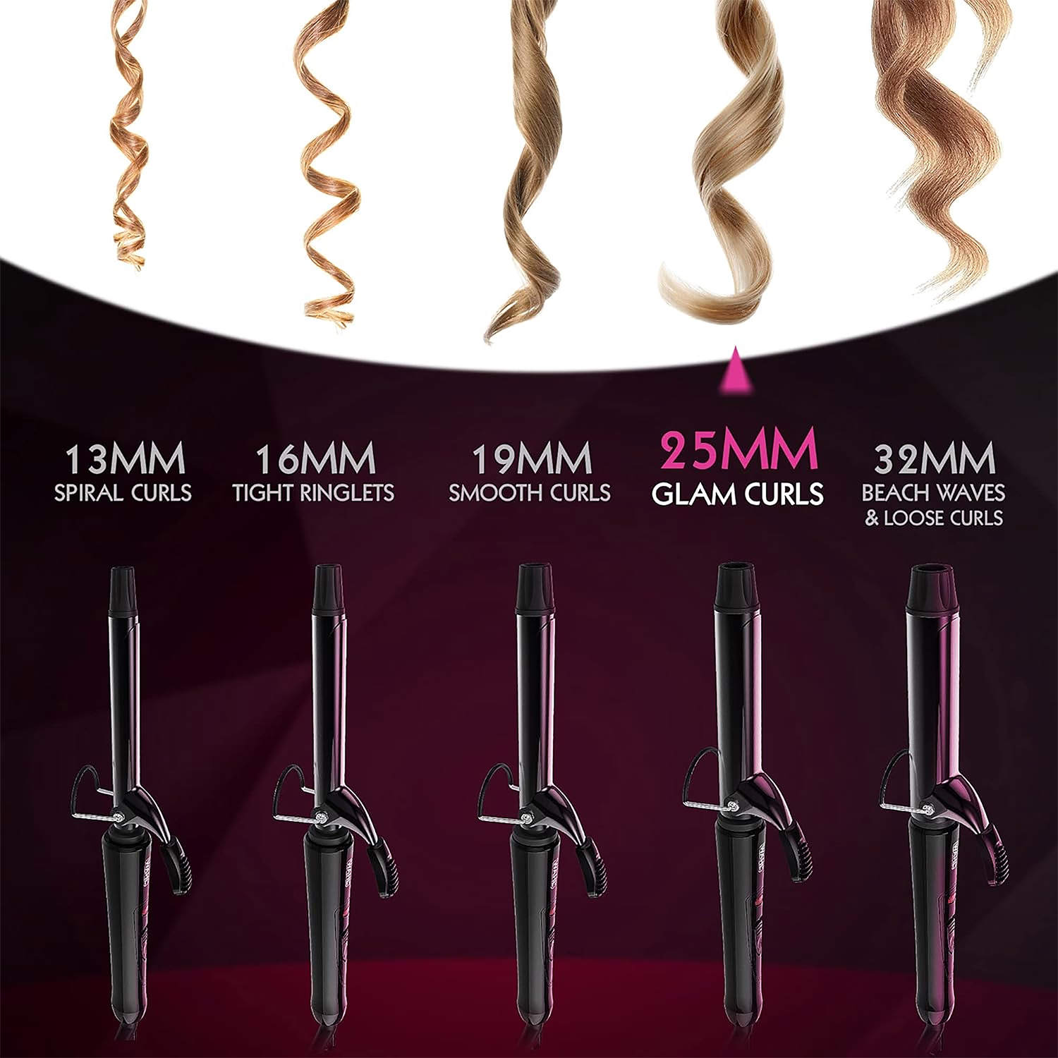 Wahl ceramic curling tong 25mm black, imported from the UK
