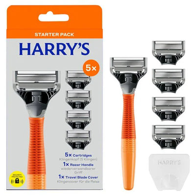 Superdrug Harry's Truman Razor + 5 Blades Bright Orange Manual Razor- Buy online at McGrocer