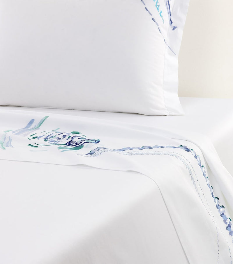 Yves Delorme Couture Pima Cotton Abysses Emperor Flat Sheet (300cm x 320cm)