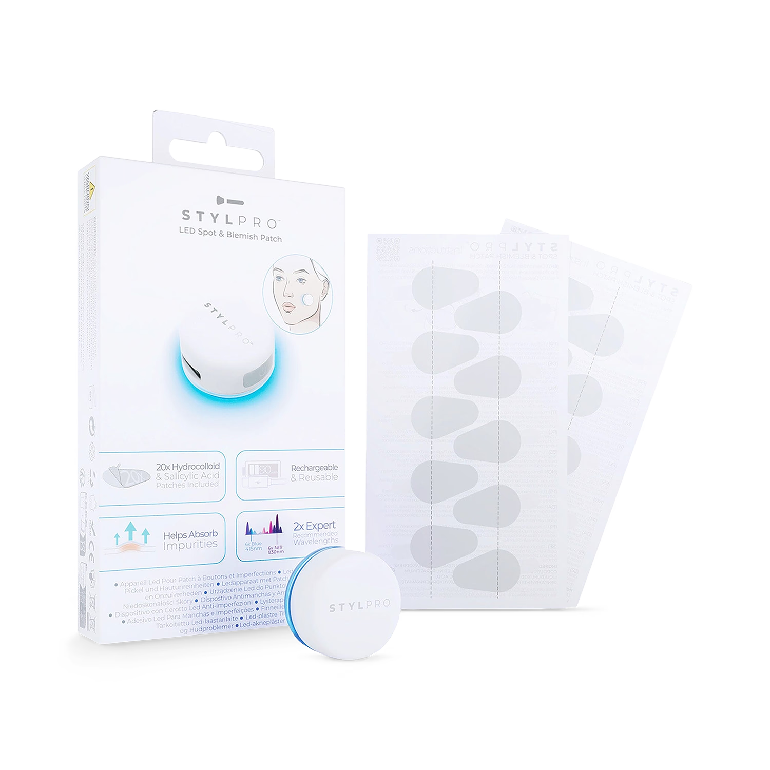 Stylpro LED spot and blemish patch with 20 patches, UK version