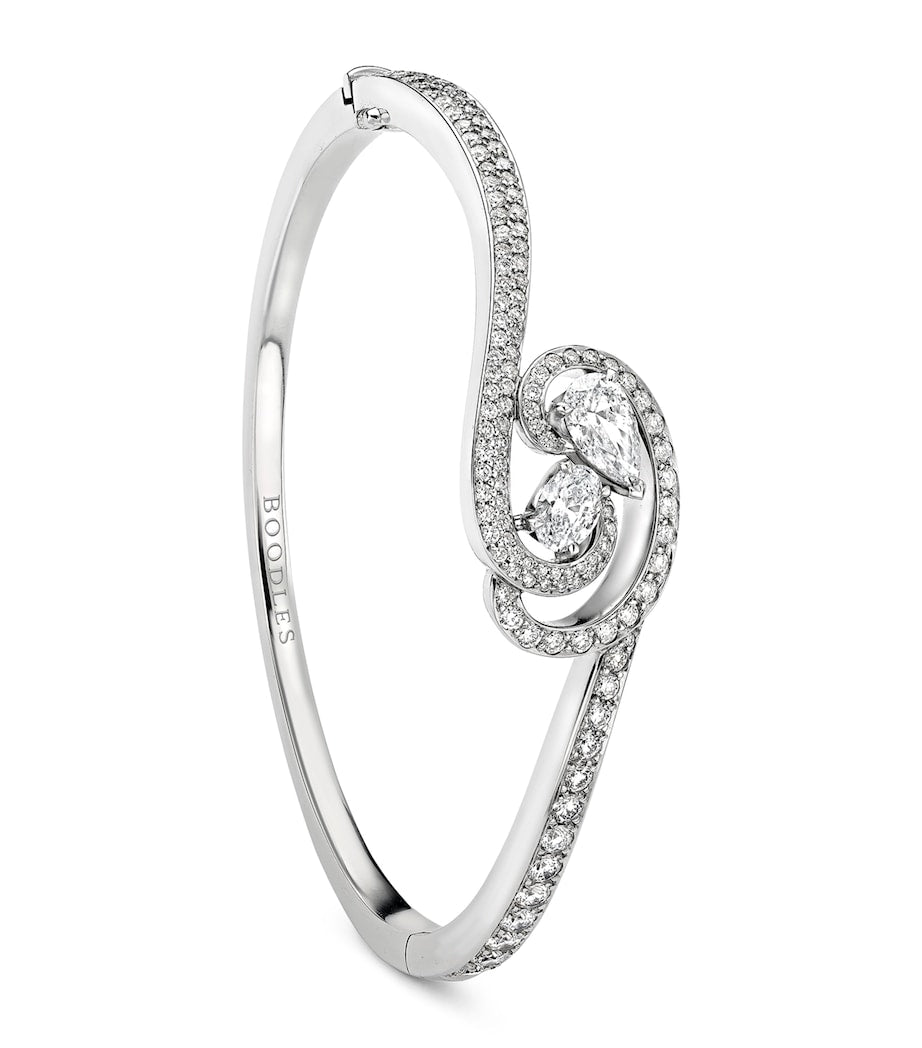 Boodles platinum bangle with pearl and diamond (British brand)