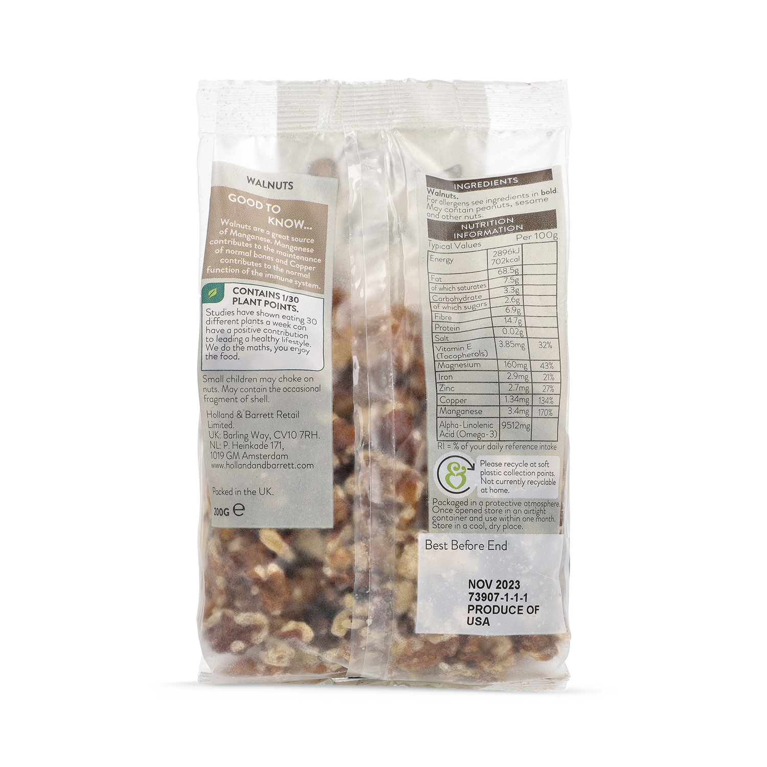 Holland & Barrett walnut pieces 200g, UK version