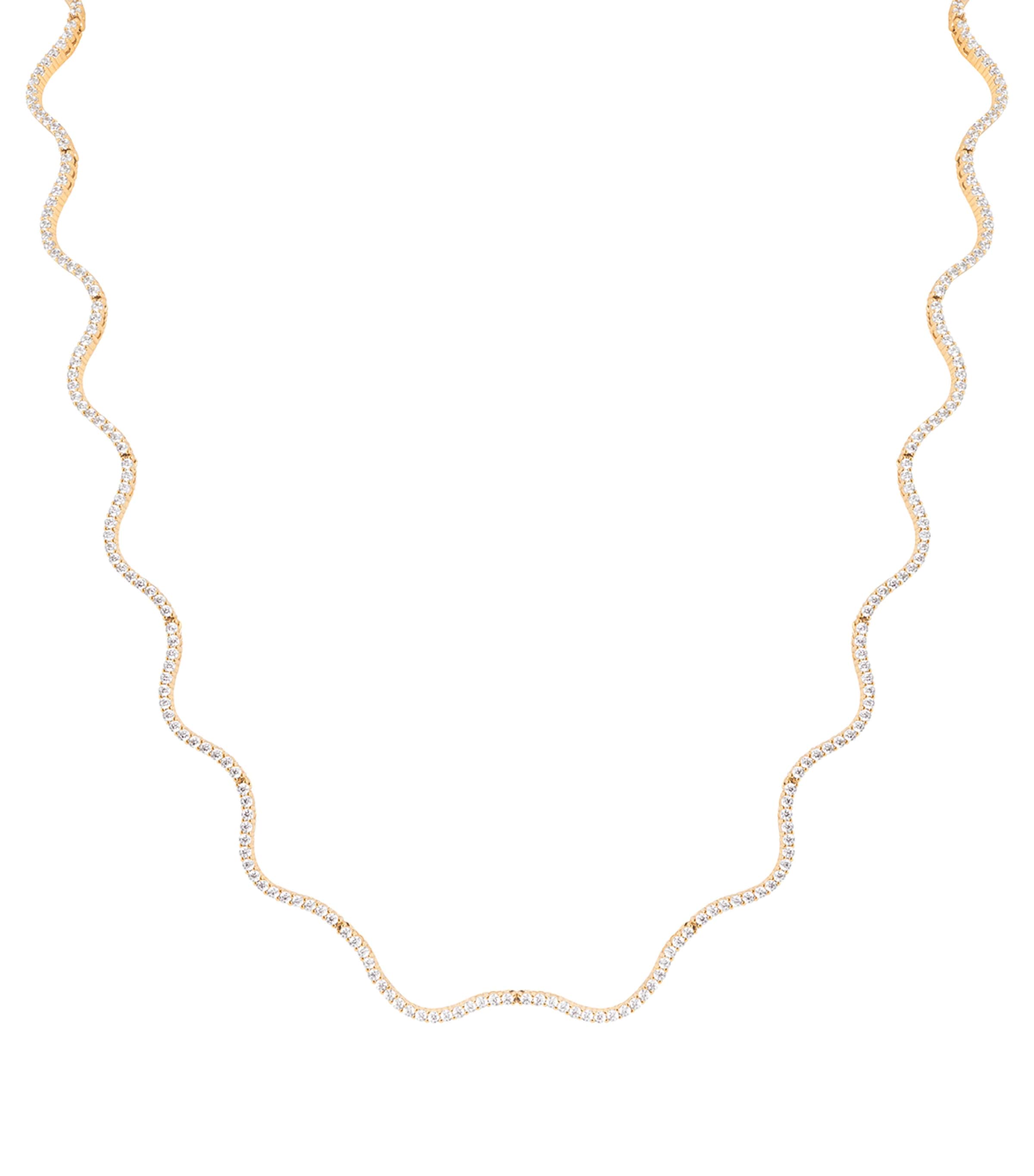 Astrid & Miyu gold-plated cubic zirconia ripple tennis necklace - British product