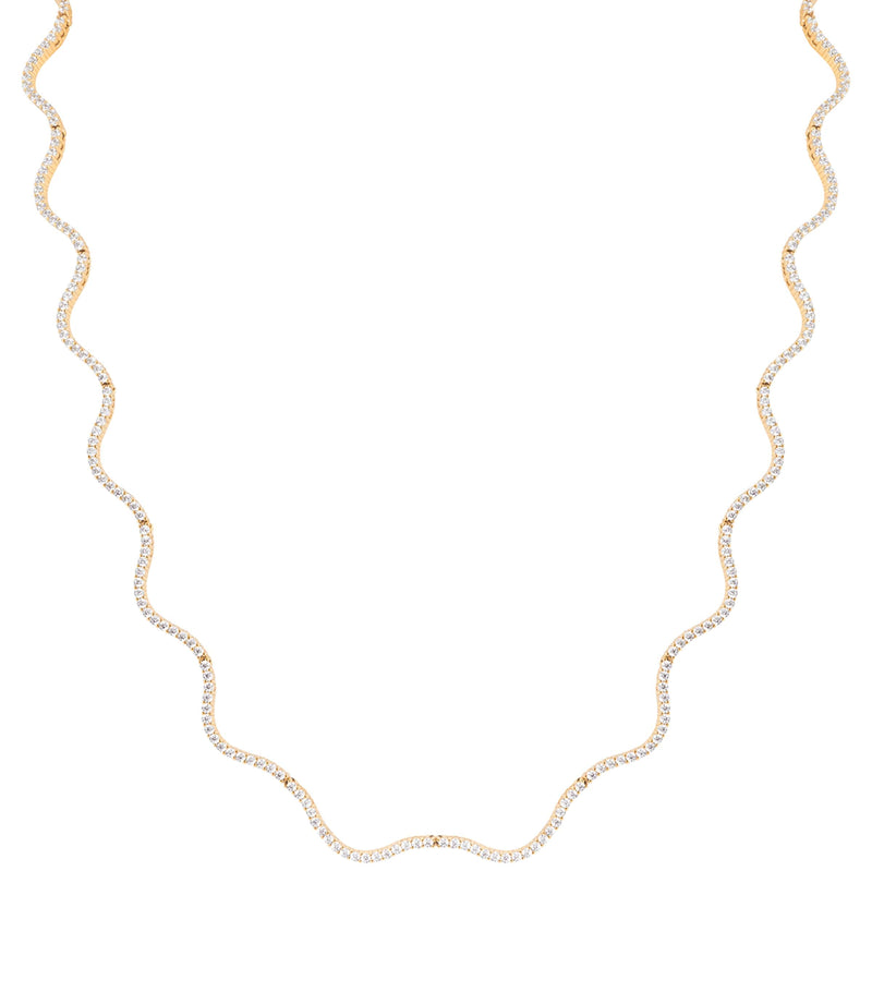 Astrid & Miyu gold-plated cubic zirconia ripple tennis necklace - British product