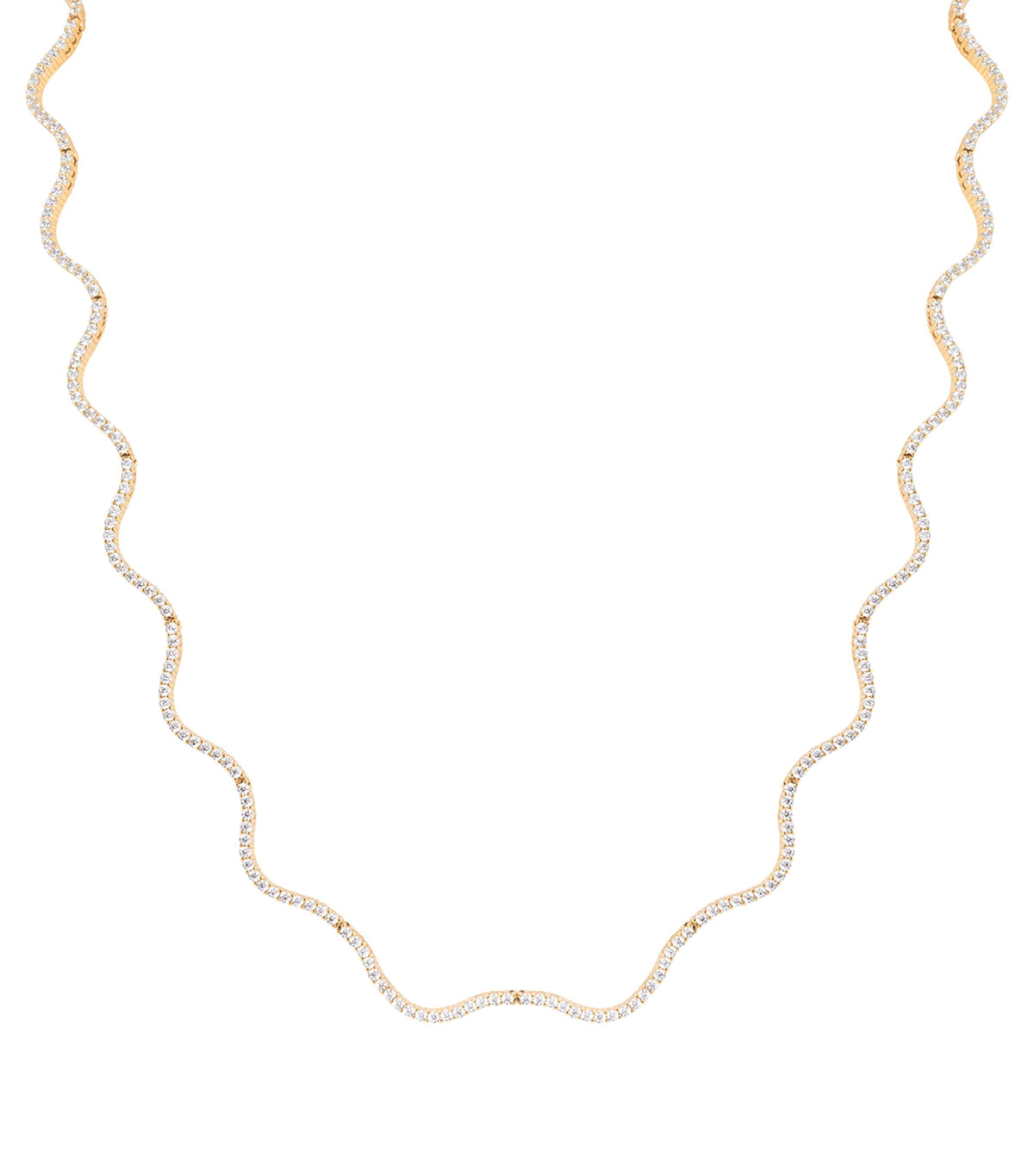 Astrid & Miyu gold-plated cubic zirconia ripple tennis necklace - British product