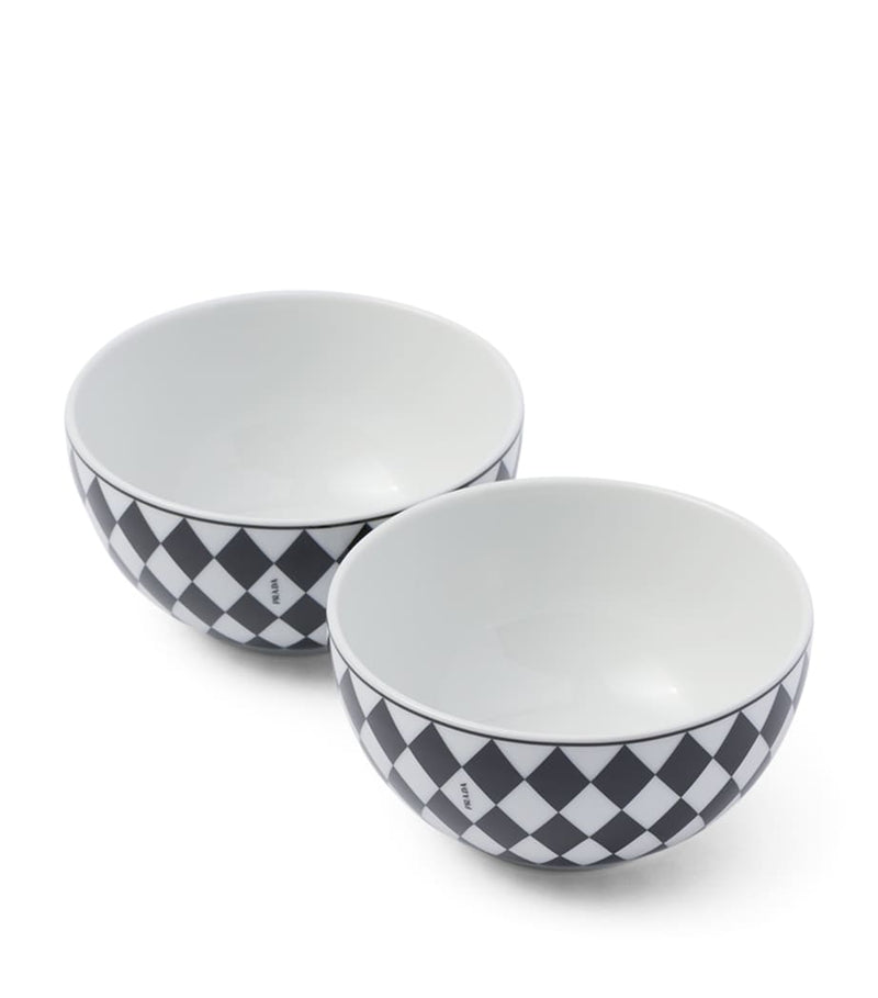 Prada porcelain chequerboard rice bowls 12cm, imported from the UK