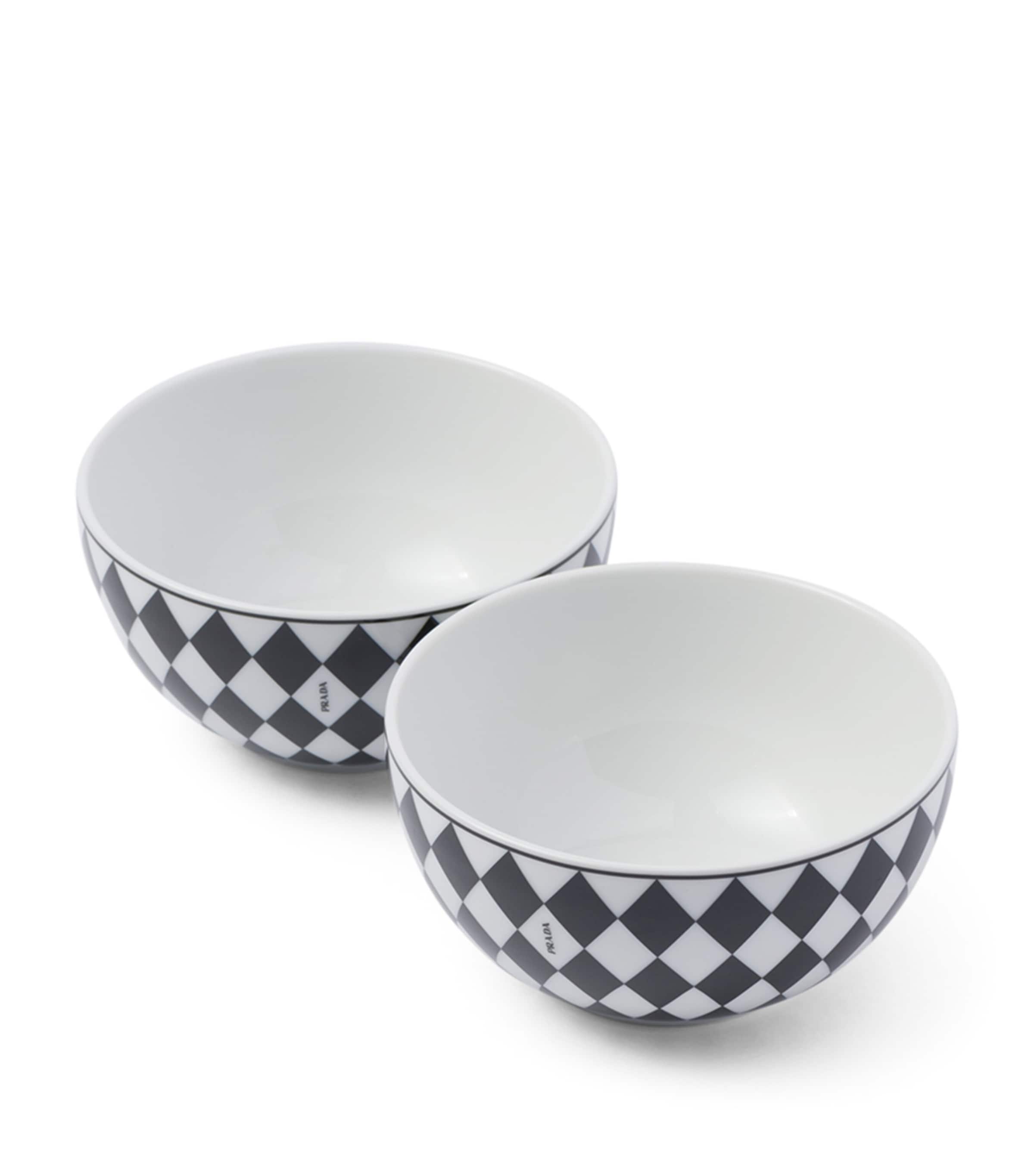 Prada porcelain chequerboard rice bowls 12cm, imported from the UK