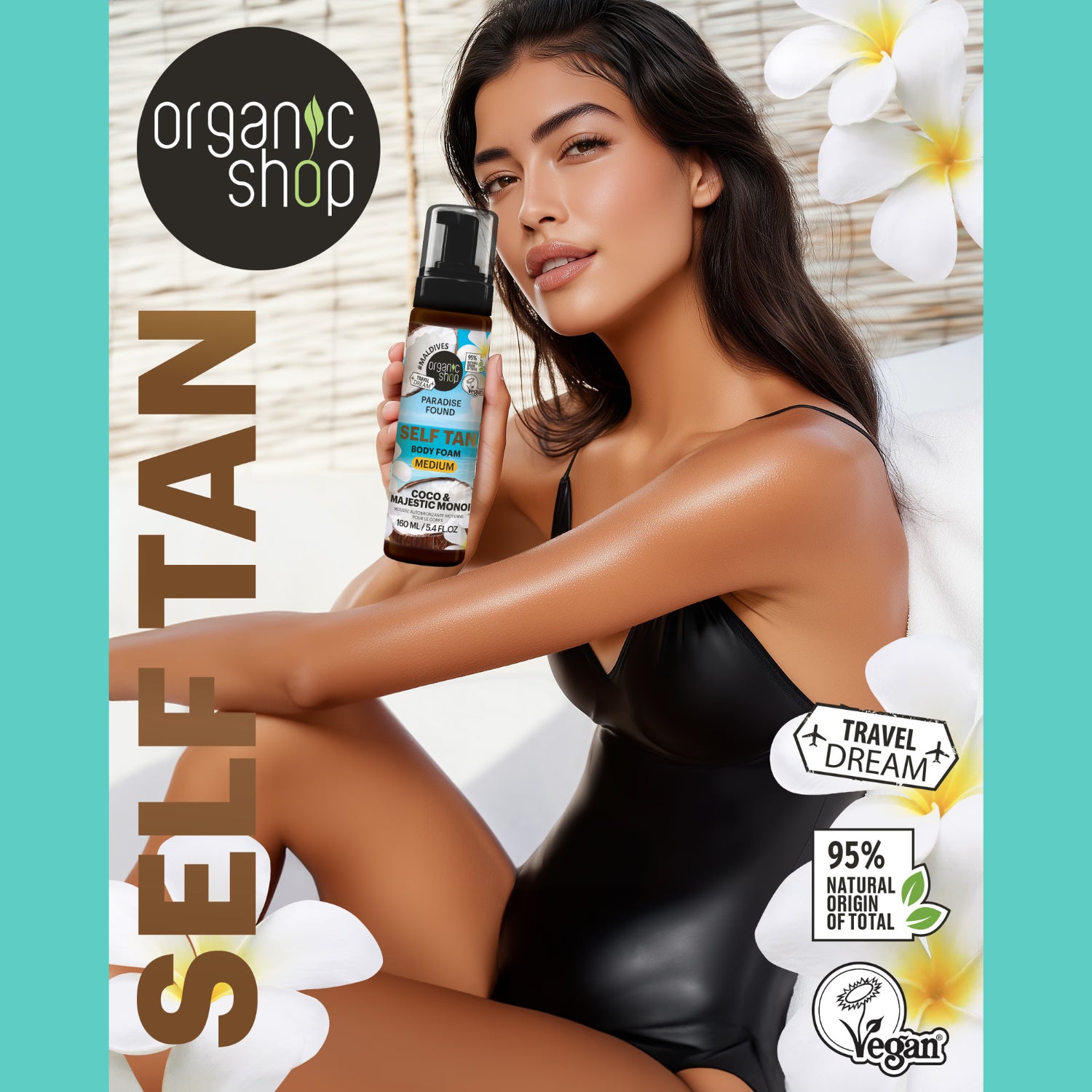 Organic Shop self tan body foam medium 160ml (British brand)