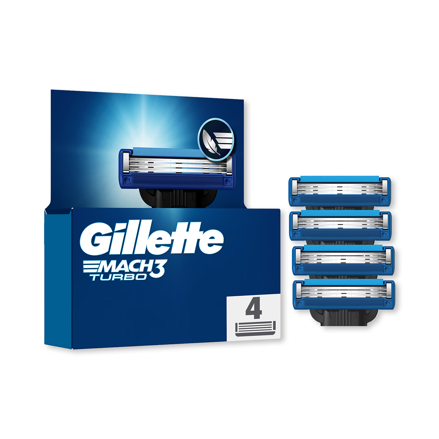 Gillette Mach3 Turbo razor refills 4-count (British brand)