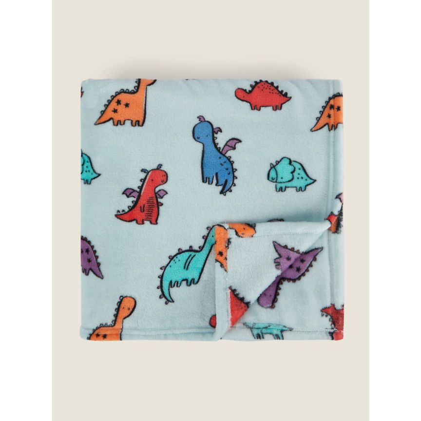 George Home Multi Hello Dino Fleece Throw General Household ASDA   