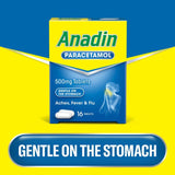 Anadin Paracetamol Pain Relief for Headaches Cold & Flu Tablets 16    16 per pack