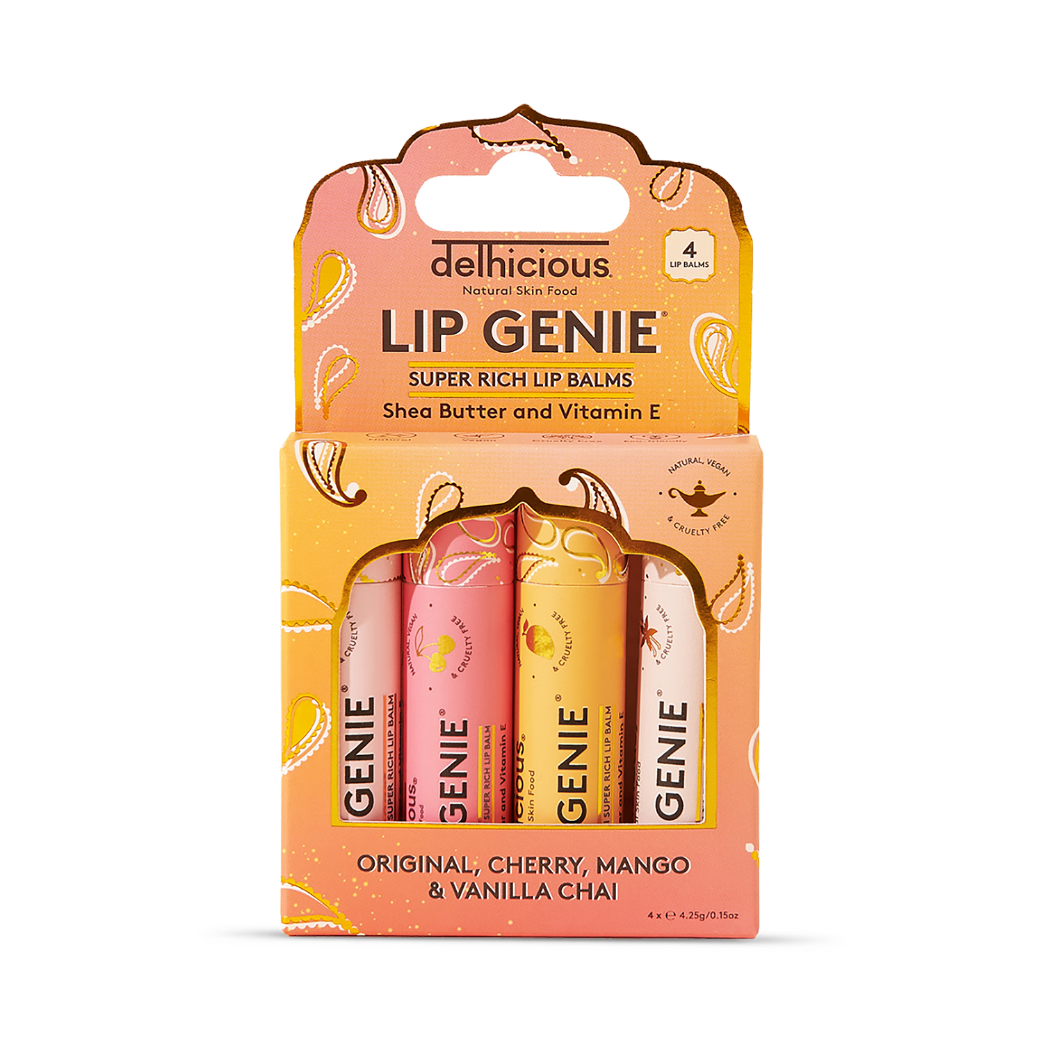 Delhicious Lip Genie 4 Pack lip balm, UK version