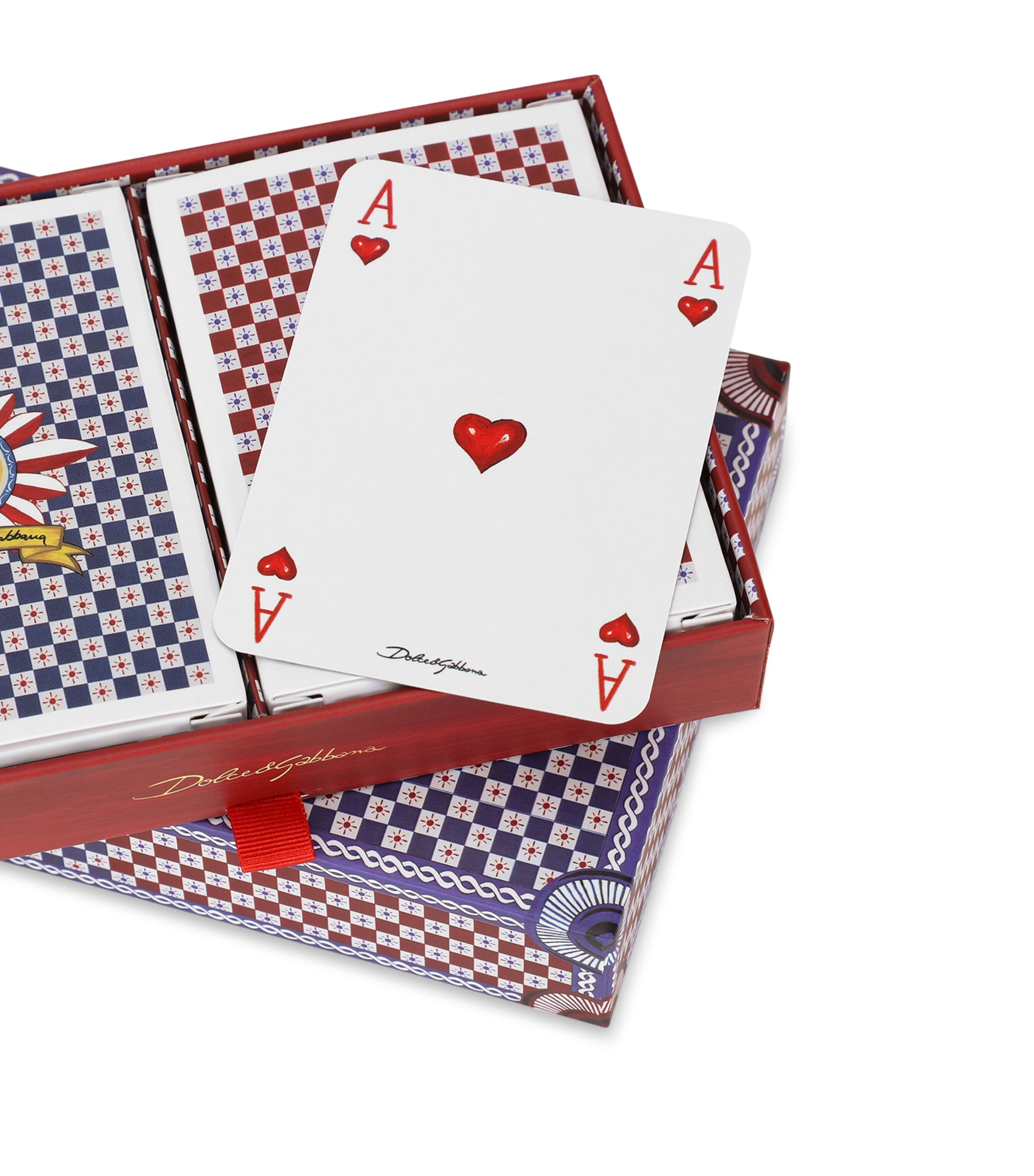 Dolce&Gabbana playing card set with Carretto design and storage box, 2-pack - British product