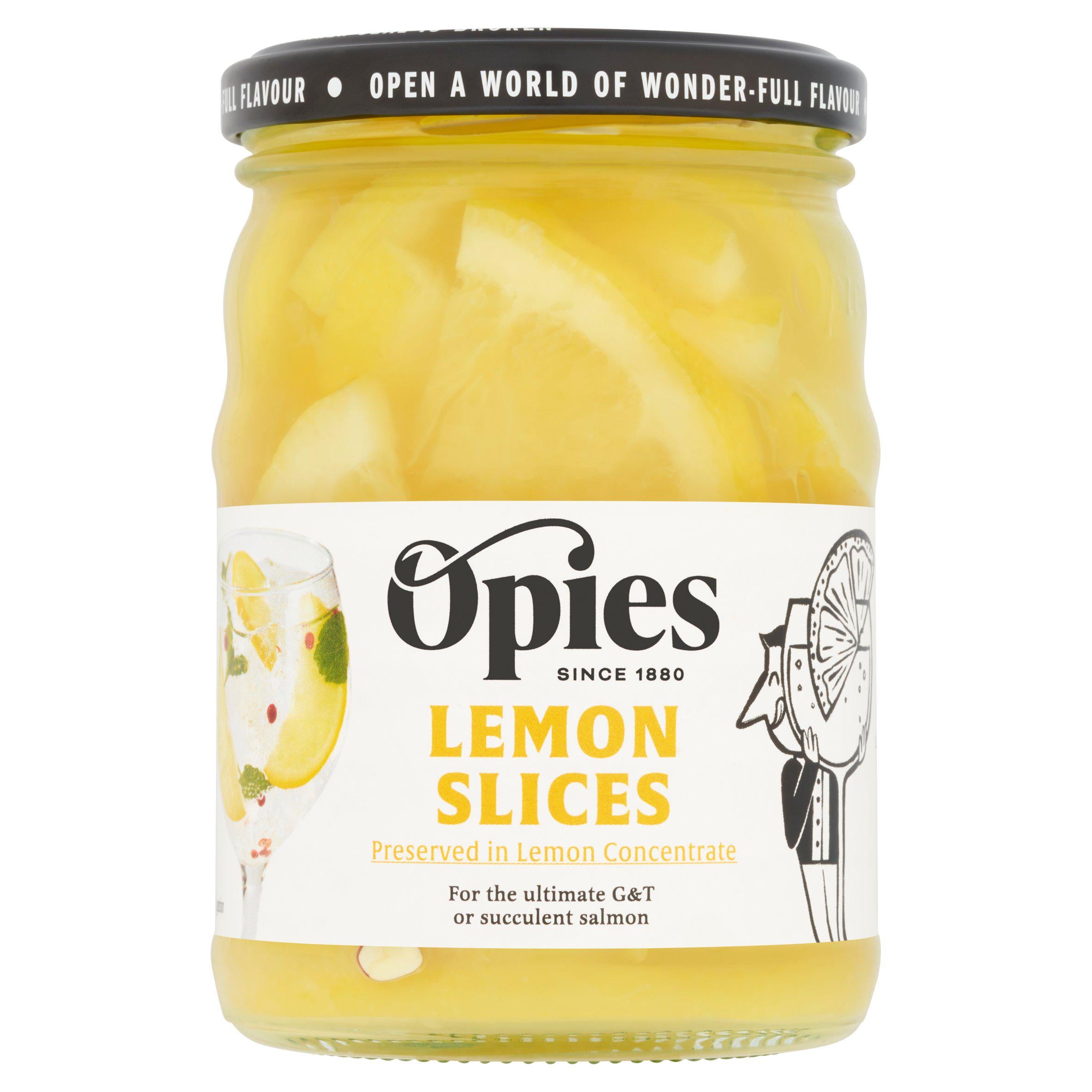 Opies Sliced Lemons in Lemon Juice 350g (170g*) Pickled food Sainsburys   