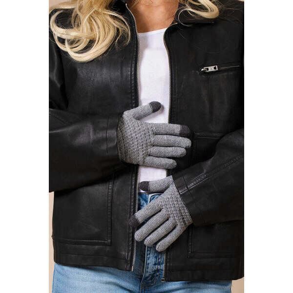 SVNX touch screen knitted gloves in grey (British brand)