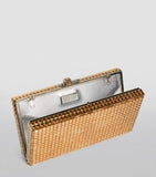 Judith Leiber sleek rectangle clutch bag brass - British product