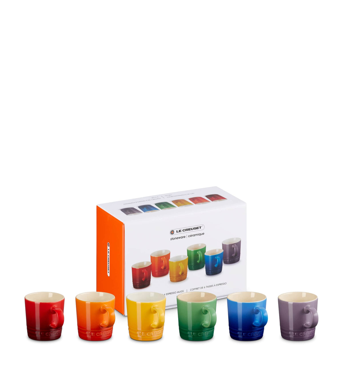 Le Creuset rainbow espresso mugs set of 6, UK version