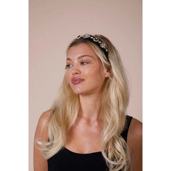 SVNX heart embellished headband in black (British brand)
