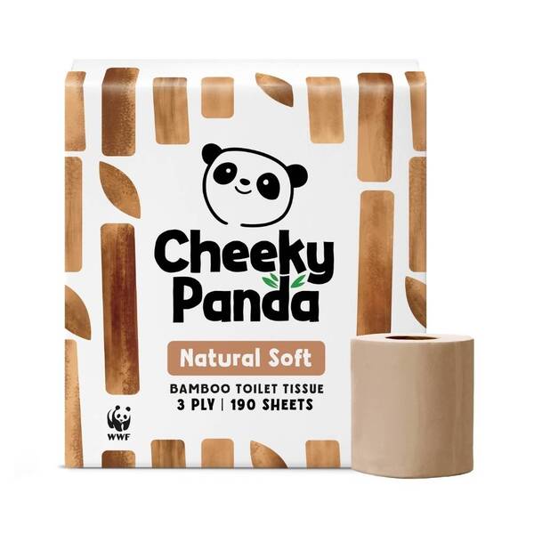Cheeky Panda unbleached bamboo toilet paper 45 rolls, imported from the UK