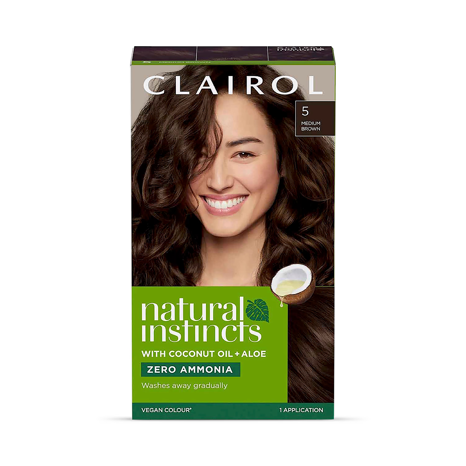 Clairol Natural Instincts Medium Brown 5 hair dye (British brand)