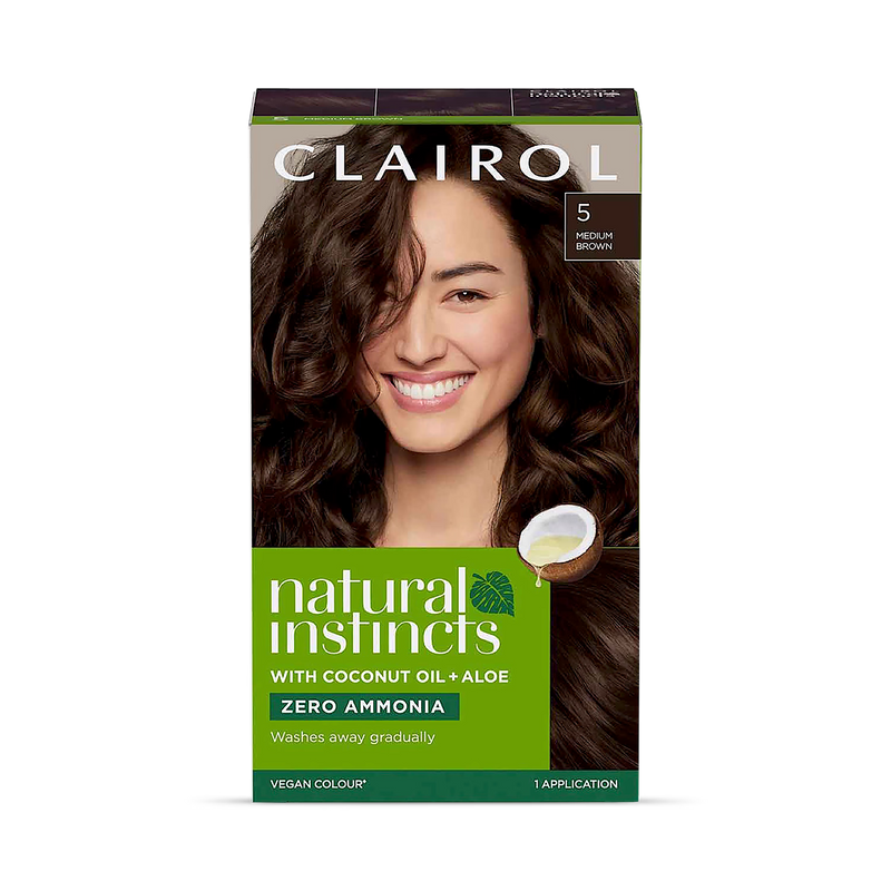 Clairol Natural Instincts Medium Brown 5 hair dye (British brand)