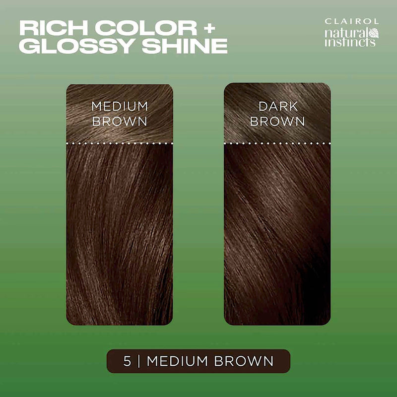 Clairol Natural Instincts Medium Brown 5 hair dye (British brand)