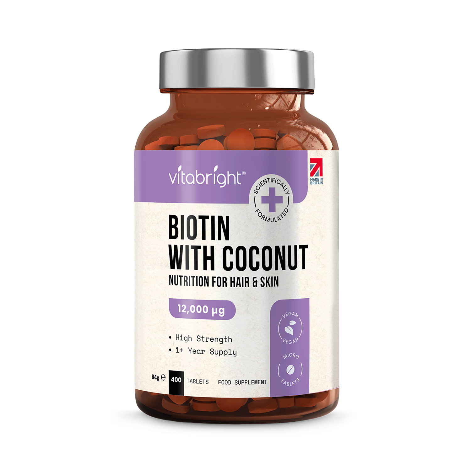 VitaBright biotin supplement 12,000 mcg 400 tablets (British brand)