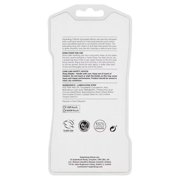 Superdrug 5 Blade Disposable Razor x3 (British brand)
