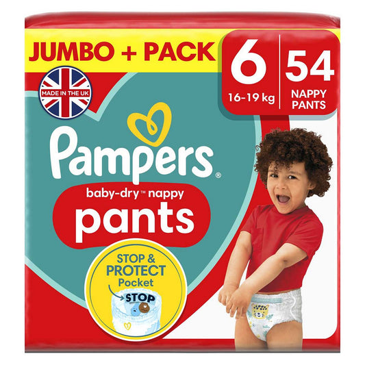 Pampers Baby-Dry Nappy Pants Size 6, 54 Nappies, 14kg - 19kg, Jumbo+ Pack GOODS Boots   
