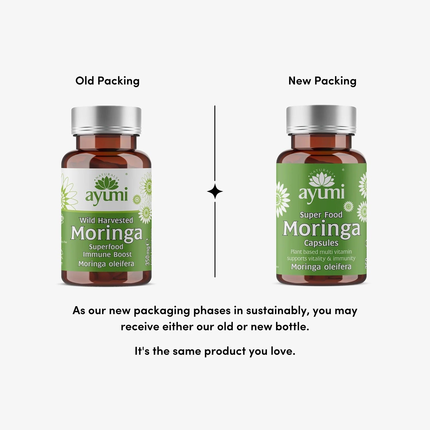 Ayumi Moringa vegan capsules 60 count high potency (British brand)