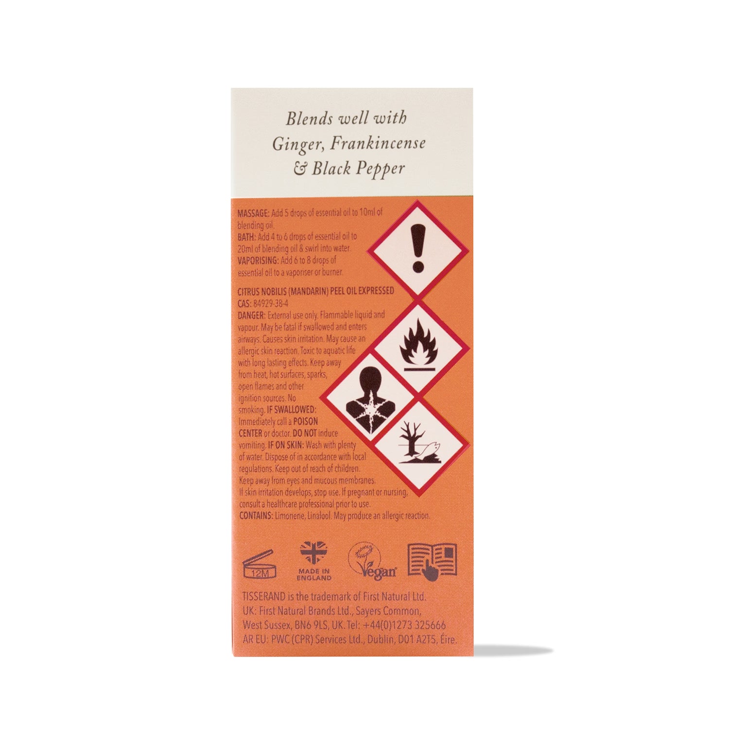 Tisserand Mandarin organic essential oil 9ml (British brand)