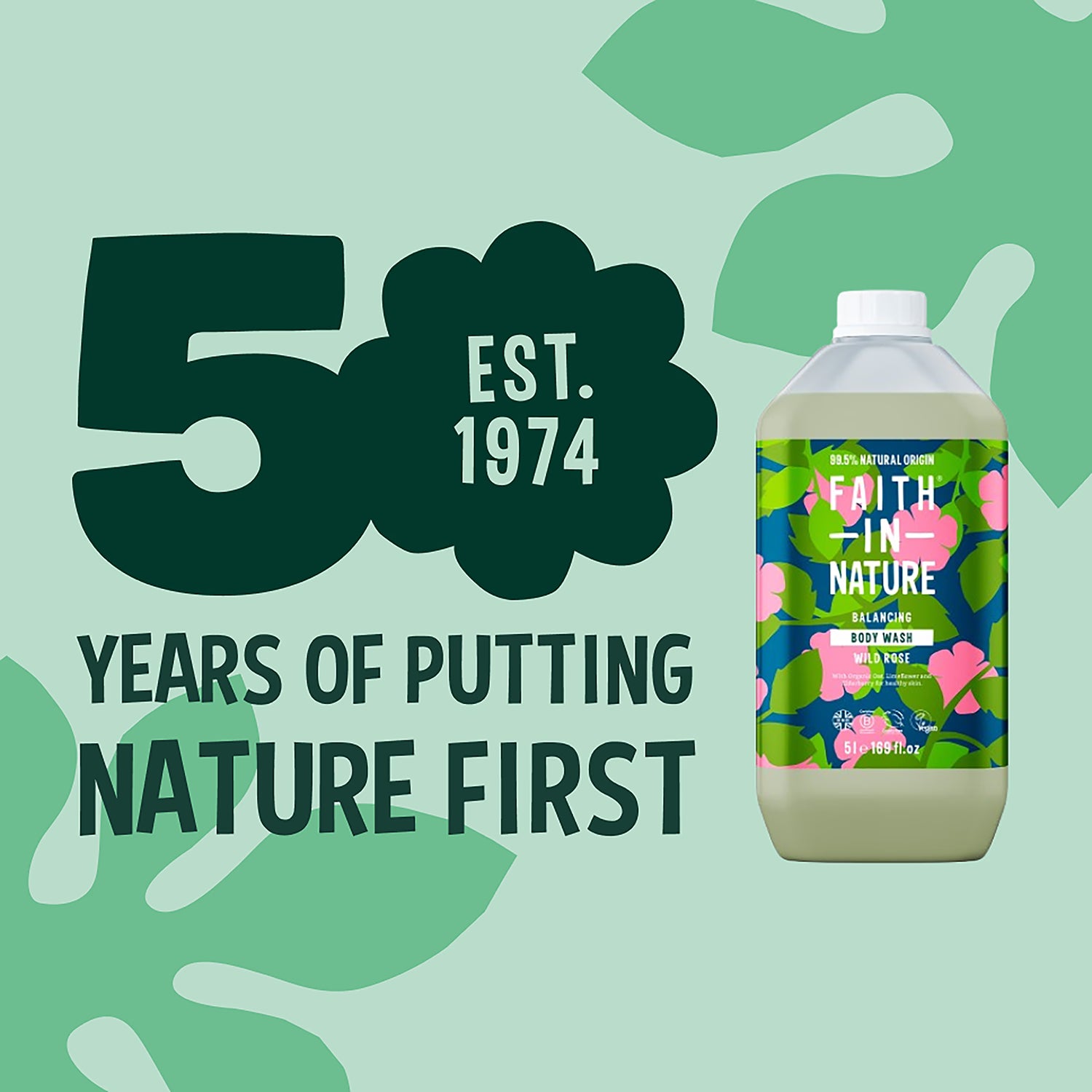 Faith In Nature body wash wild rose 5L - British product