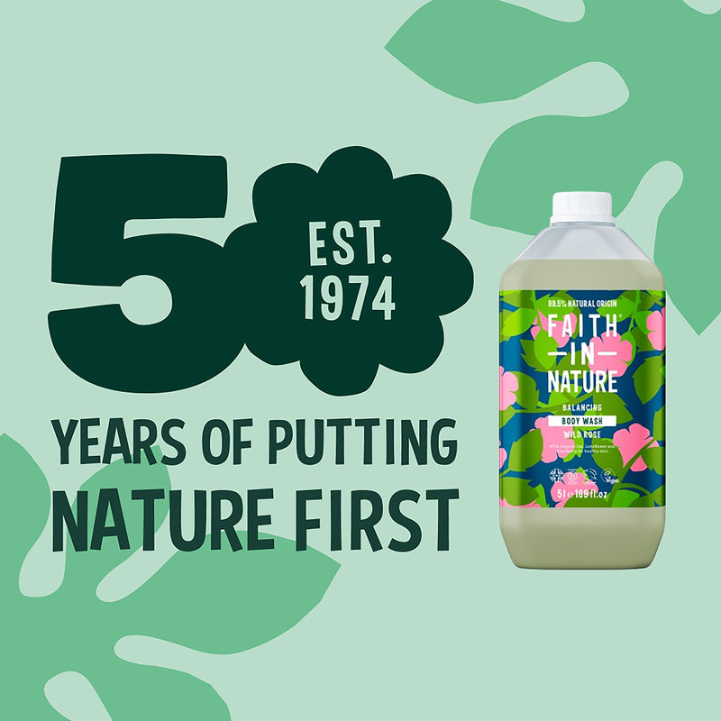 Faith In Nature body wash wild rose 5L - British product