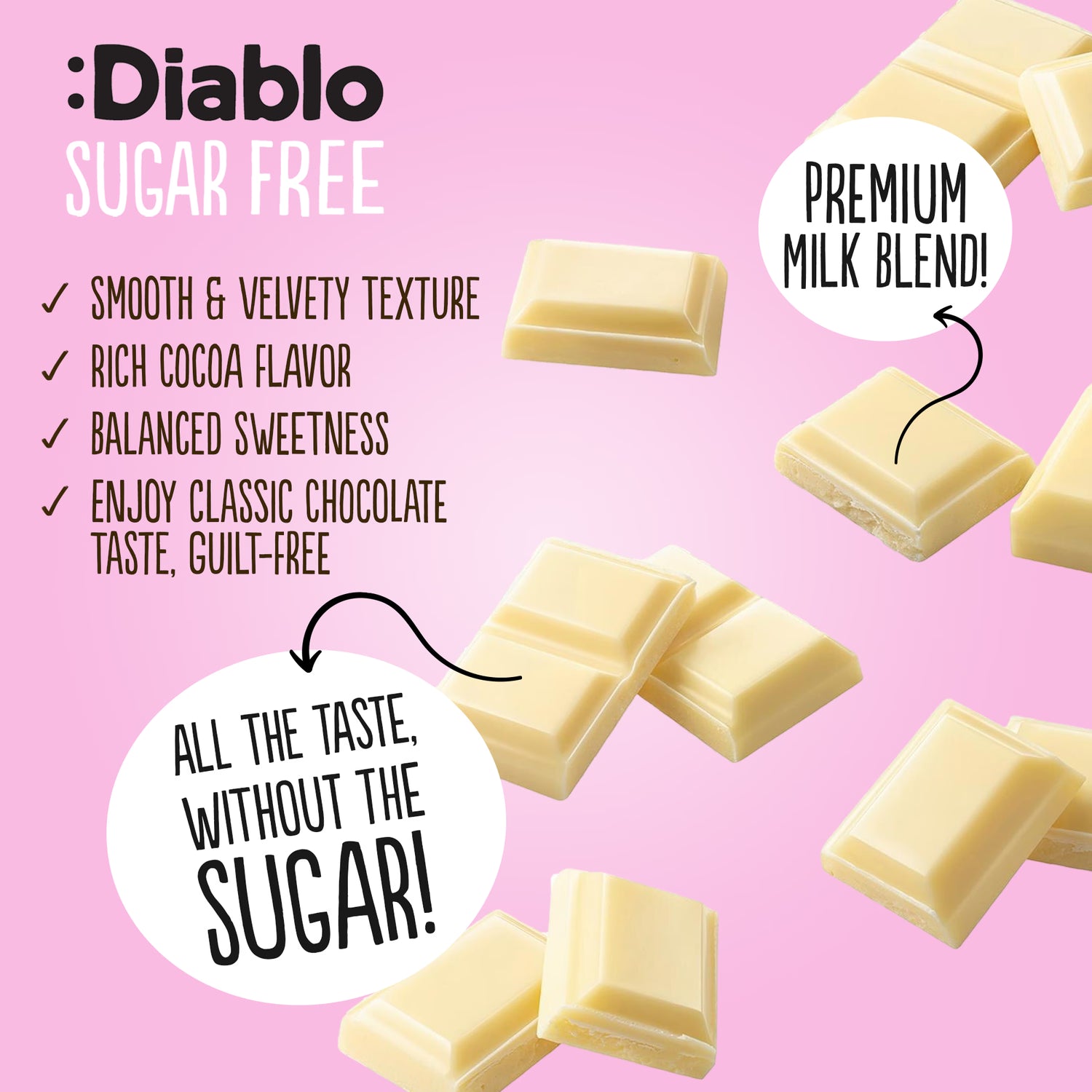 Diablo no added sugar white chocolate bar 75g (British brand)