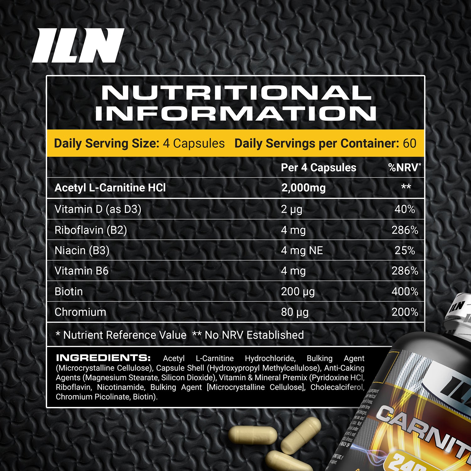 Iron Labs Acetyl L Carnitine supplement 240 capsules - British product