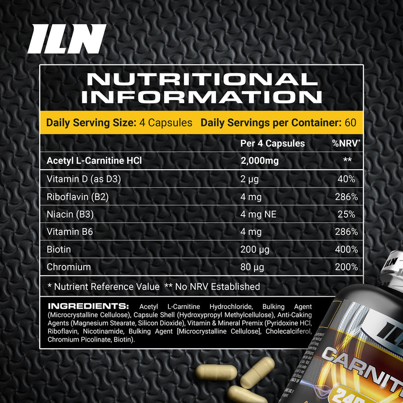 Iron Labs Acetyl L Carnitine supplement 240 capsules - British product