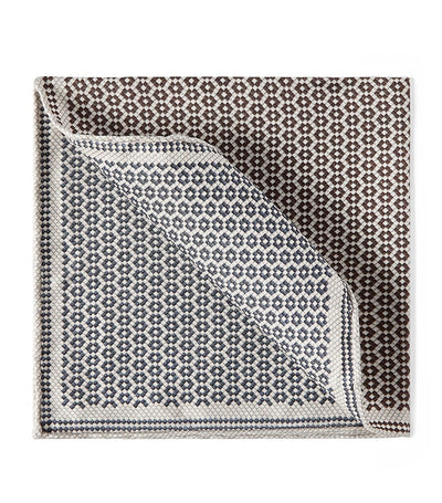 Harrods Brunello Cucinelli Silk Tile-Pattern Pocket Square 35cm x 35cm- Buy online at McGrocer