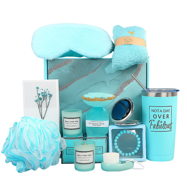 Livingandhome relaxation bath set 12 pieces in blue gift box, UK version