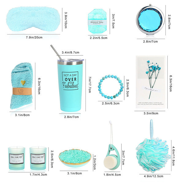 Livingandhome relaxation bath set 12 pieces in blue gift box, UK version