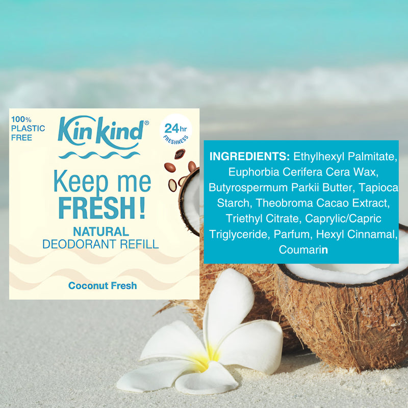 KinKind natural deodorant refill coconut fresh, imported from the UK
